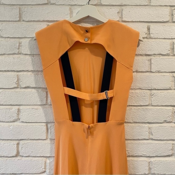 Tibi Open Back Bias Cut Sleeveless Silk Dress Apricot Orange S118SL1085 Size 0 - Picture 10 of 15